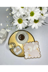 Seyrek Ginkgo Yaprak Tasarımlı Nakış Kenar Kokteyl Peçetesi 1 Adet