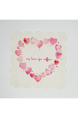 Kalpli Sloganlı Pembe Desenli Lazer Kesim Yıkanabilir Kokteyl Peçetesi