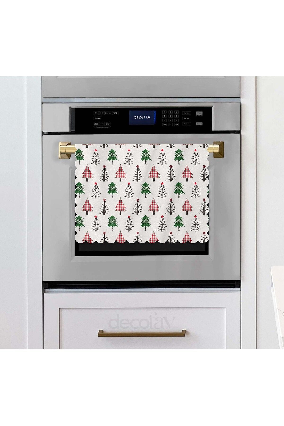 Patchwork Stili Çam Ağaçları Yılbaşı Konsept Tasarım Lazer Kesim Fırın Örtüsü