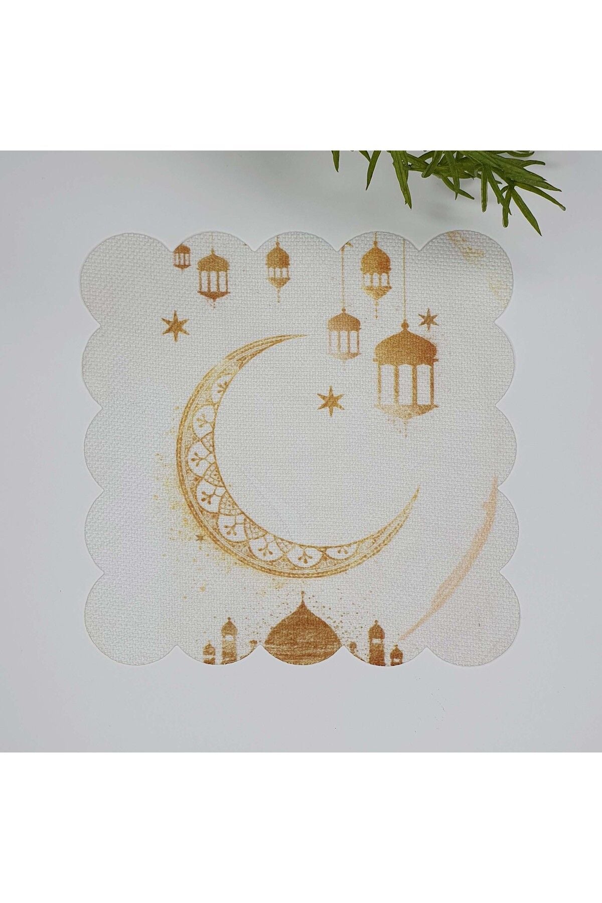İslami Motifler Tasarımlı Ramazan Temalı Kumaş Kokteyl Peçetesi 1 Adet
