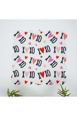 XOXO ve Kalpler Desenli Lazer Kesim Kumaş Kokteyl Peçetesi 1 Adet