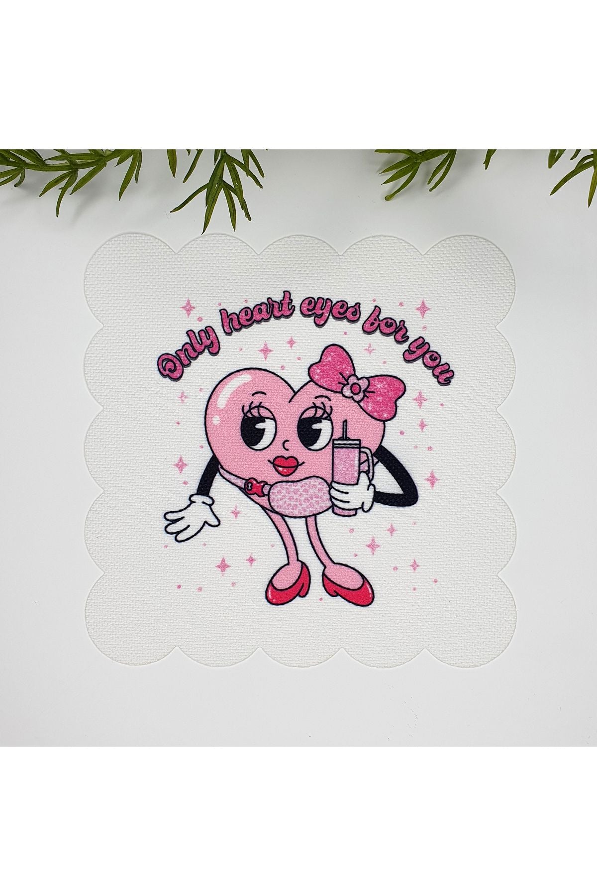 Tatlı Kalp Kız Temalı Dekoratif Kumaş Kokteyl Peçetesi 1 Adet