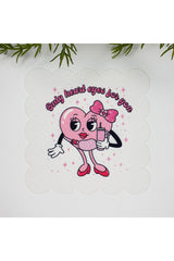 Tatlı Kalp Kız Temalı Dekoratif Kumaş Kokteyl Peçetesi 1 Adet