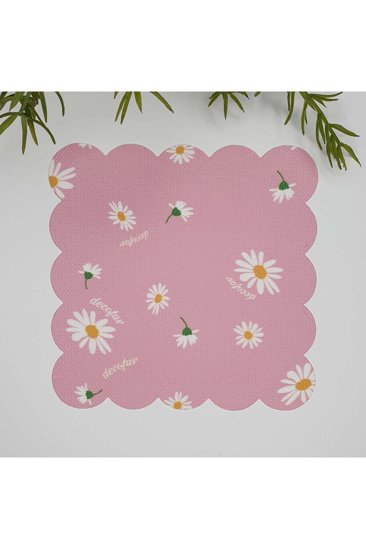 Pembe Zemin Papatya Desenli Yıkanabilir Kumaş Kokteyl Peçetesi 1 Adet