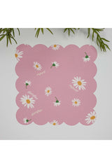 Pembe Zemin Papatya Desenli Yıkanabilir Kumaş Kokteyl Peçetesi 1 Adet