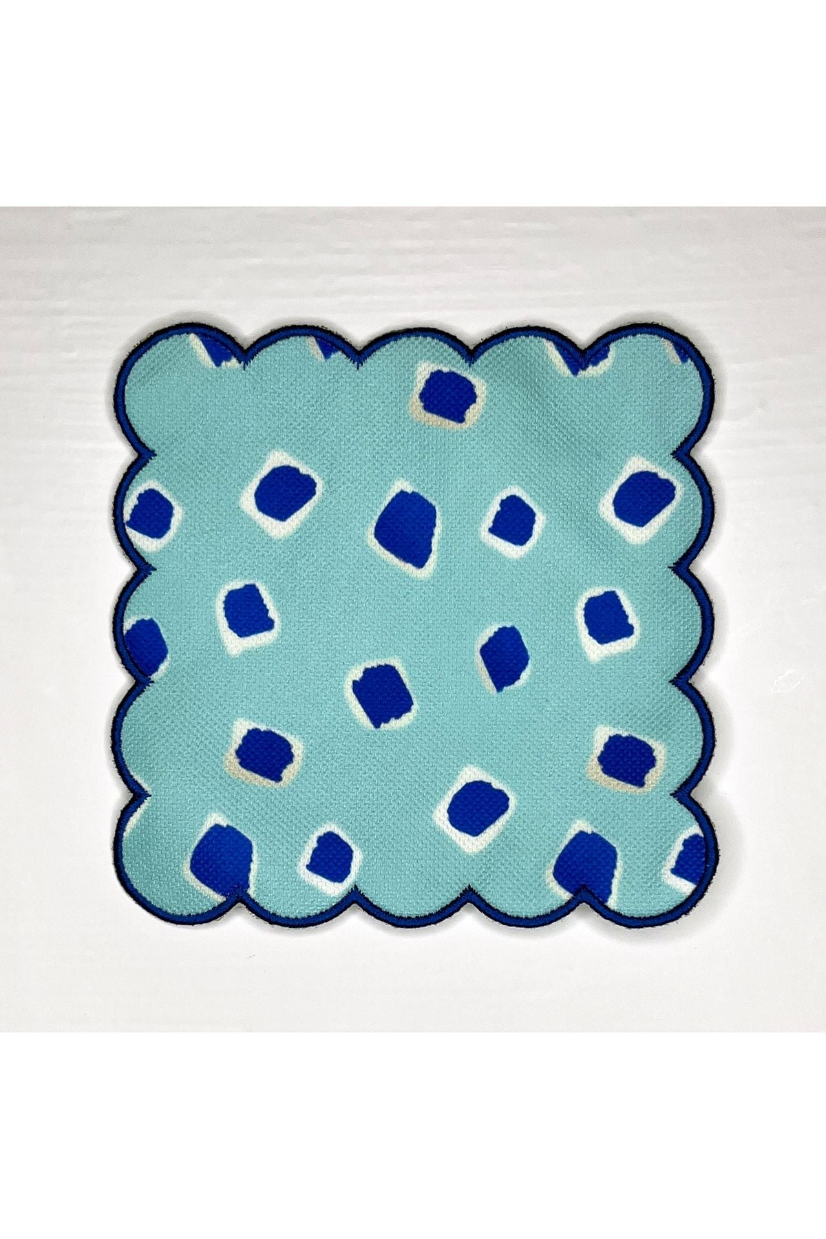 Nakışlı Turkuaz Zemin Sax Mavi Noktalı Dijital Baskılı Kokteyl Peçetesi