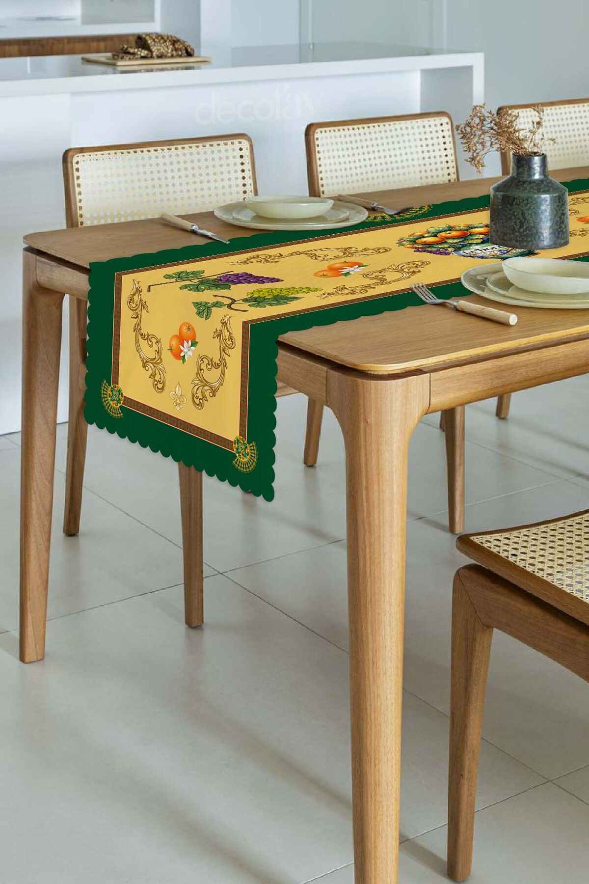 La Dolce Vita Vazo Desenli İtalyan Stili Lazer Kesim Runner