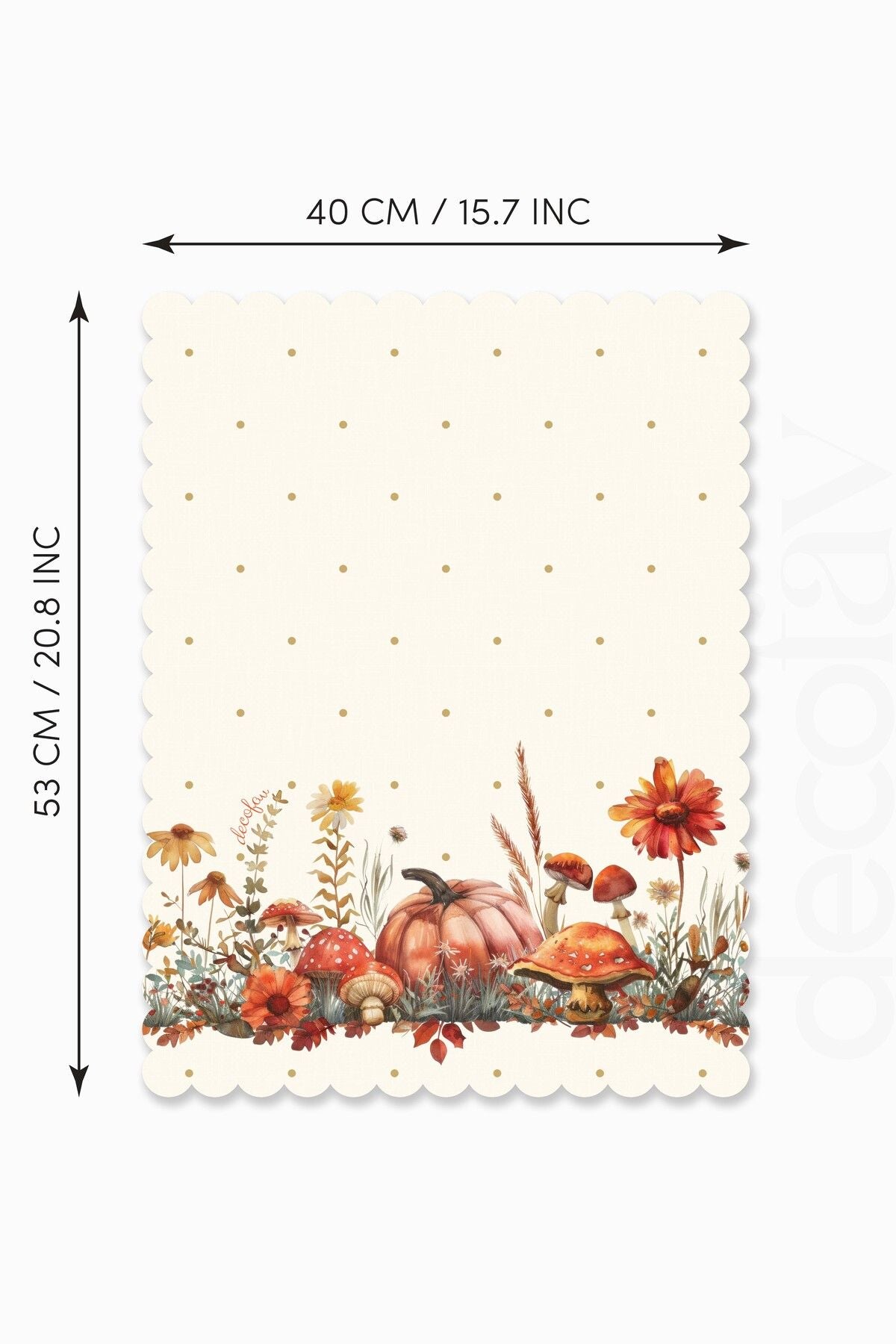 Sulu Boya Sonbahar Kabak Temalı Lazer Kesim Fırın Örtüsü 43x55cm