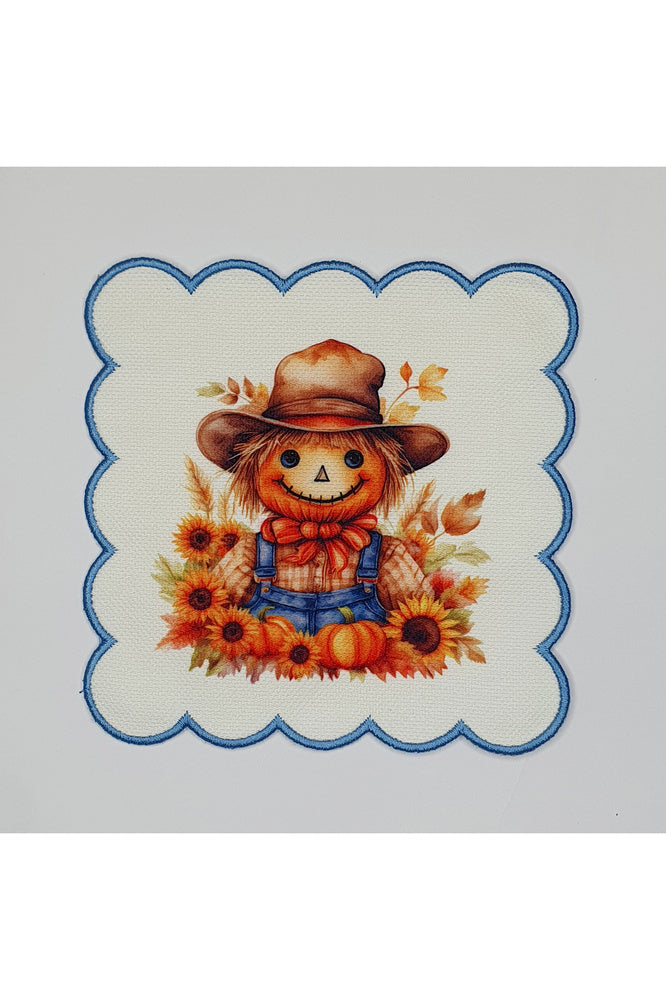 Sulu Boya Korkuluk Çiftçi Desenli Kenarı Nakışlı Kokteyl Peçetesi