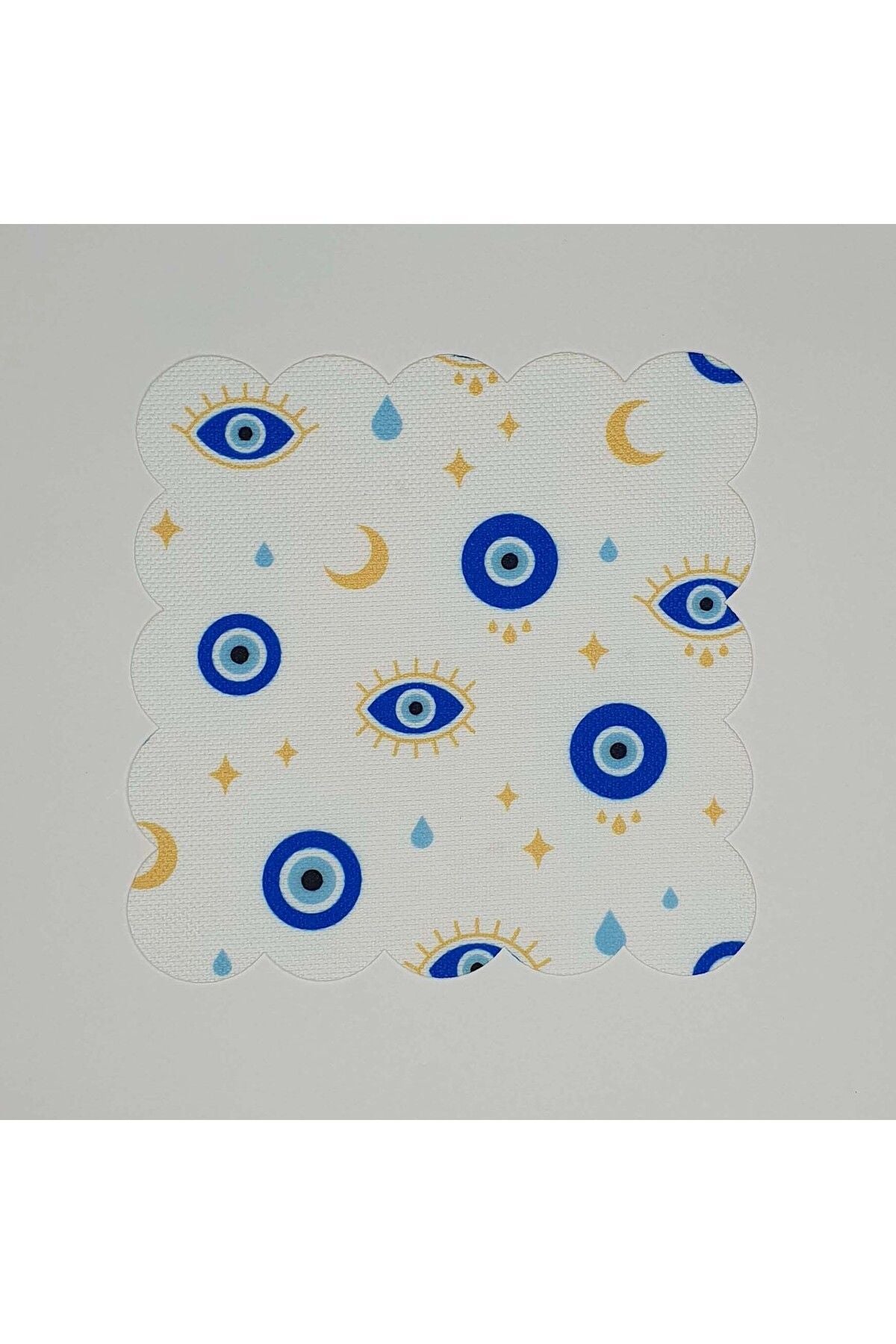 Nazar Boncuğu ve Ay Desenli Dijital Baskılı Lazer Kesimli Kokteyl Peçetesi