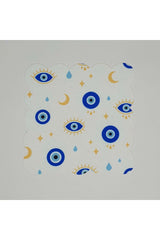 Nazar Boncuğu ve Ay Desenli Dijital Baskılı Lazer Kesimli Kokteyl Peçetesi