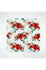 Suluboya Kırmızı Çiçek Desenli Dijital Baskılı Kokteyl Peçetesi Yıkanabilir Lazer Kesimli