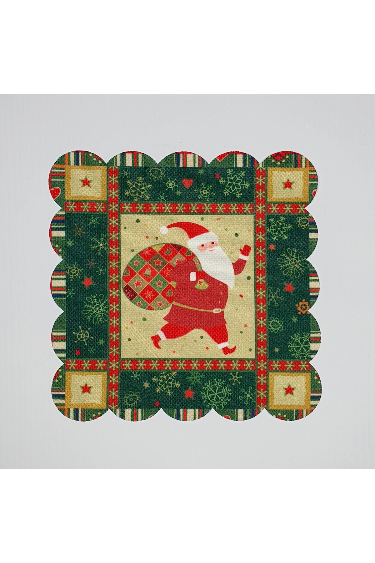 Decorative Santa Claus Patterned Digital Printed Laser Cut Cocktail Napkin