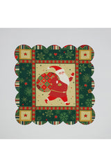 Decorative Santa Claus Patterned Digital Printed Laser Cut Cocktail Napkin