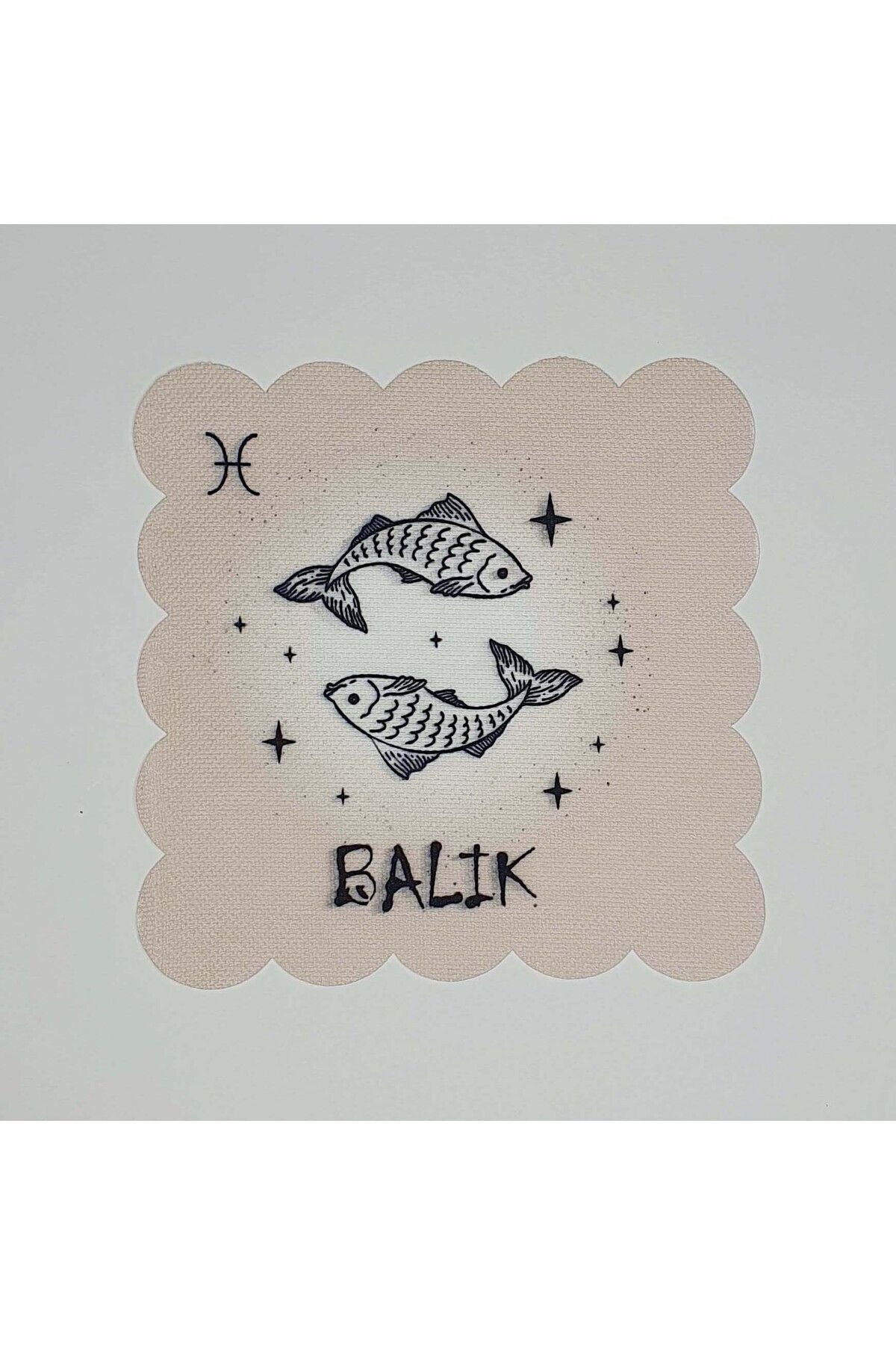 Balık Burcu Desenli Dijital Baskılı Lazer Kesimli Kokteyl Peçetesi