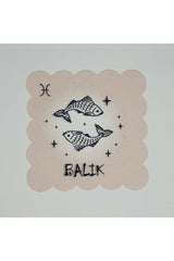 Balık Burcu Desenli Dijital Baskılı Lazer Kesimli Kokteyl Peçetesi