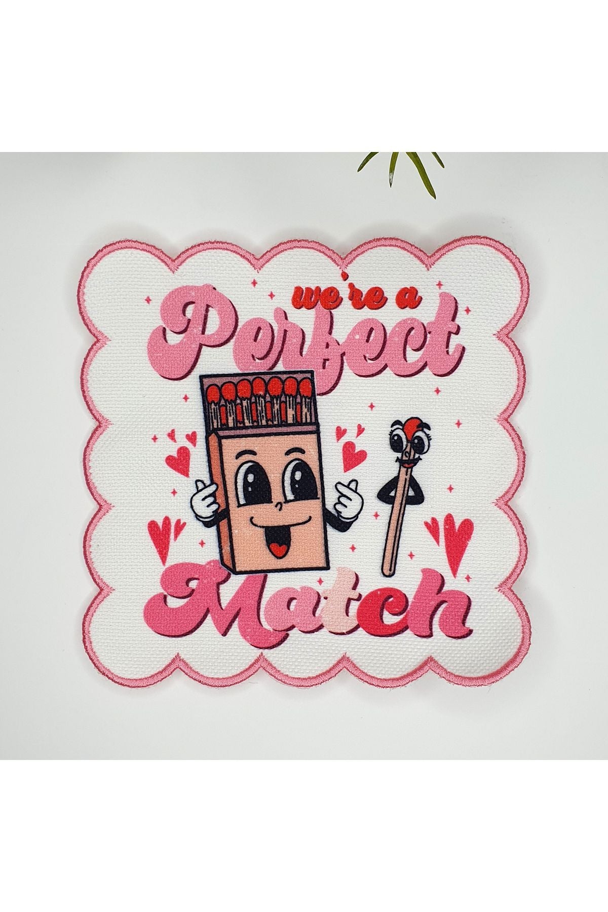 Perfect Match Aşk Temalı Nakış Kenar Dekoratif Kokteyl Peçetesi 1 Adet