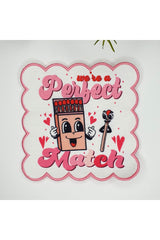 Perfect Match Aşk Temalı Nakış Kenar Dekoratif Kokteyl Peçetesi 1 Adet