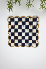 Eskitme Dama Desenli Etrafı Nakışlı Dijital Baskılı Kumaş Kokteyl Peçetesi 1 Adet