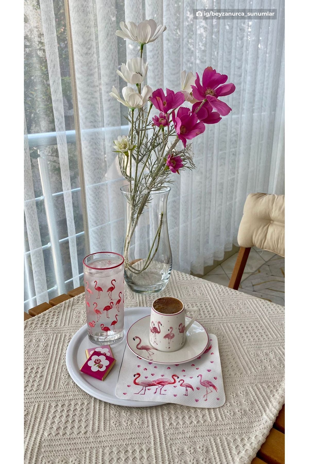 Flamingo Aşkı Desenli Dijital Baskılı, Kenarı Lazer Kesim Dekoratif Kokteyl Peçeteleri