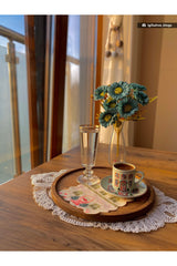 Yeşil Şeker Ev Konseptli Sulu Boya Desenli Lazer Kesim Kumaş Kokteyl Peçetesi 1 Adet