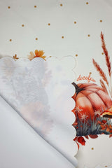 Sulu Boya Sonbahar Kabak Temalı Lazer Kesim Runner 138x45cm