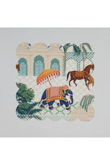 Kraliyet Hayvanları Manzaralı Dijital Baskılı Kumaş Kokteyl Peçetesi Lazer Kesimli