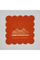 Yılbaşı Ev ve Slogan Temalı Desenli Dijital Baskılı Lazer Kesim Kokteyl Peçetesi