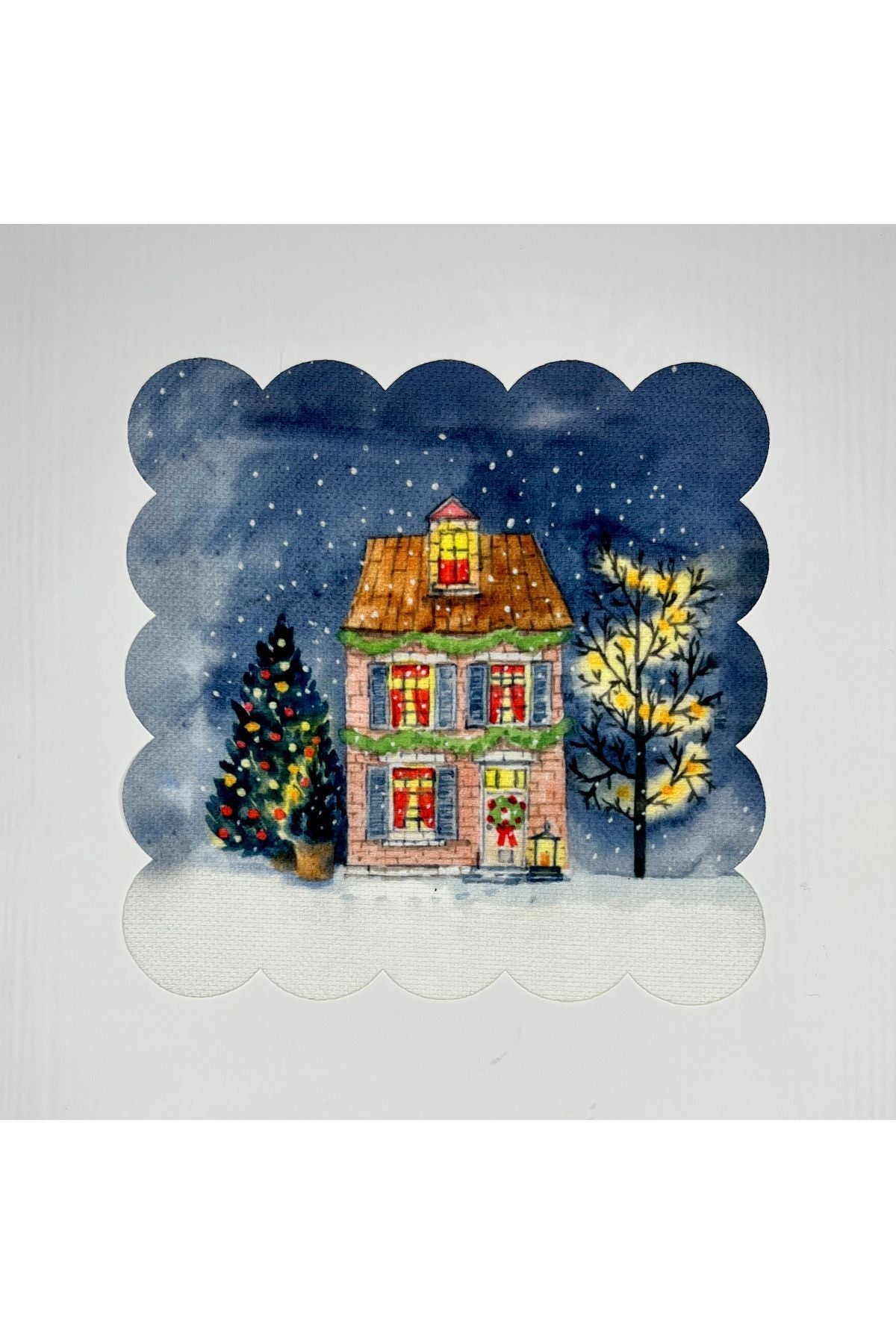 Suluboya Yılbaşı Gecesi Desenli Dijital Baskılı Lazer Kesim Kokteyl Peçetesi