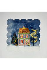 Suluboya Yılbaşı Gecesi Desenli Dijital Baskılı Lazer Kesim Kokteyl Peçetesi