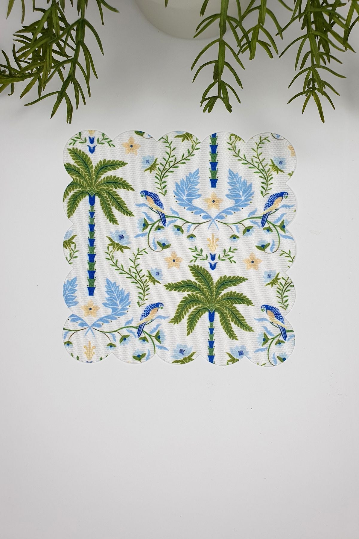 Soyut Tropikal Orman Çizimi Tasarımlı Lazer Kesim Kokteyl Peçetesi 1 Adet