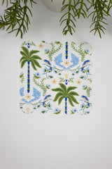 Soyut Tropikal Orman Çizimi Tasarımlı Lazer Kesim Kokteyl Peçetesi 1 Adet