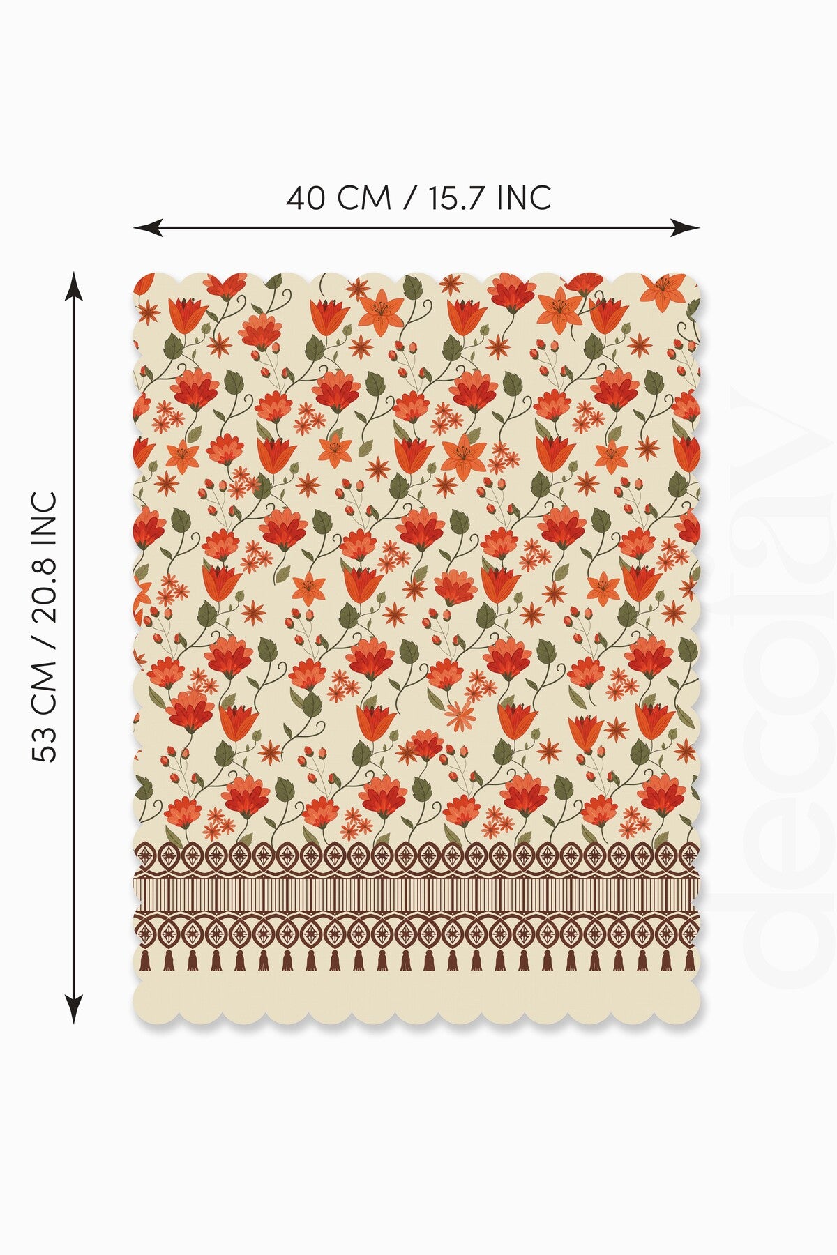 Antika Perde Desenli Lazer Kesim Fırın Örtüsü - 43x55cm