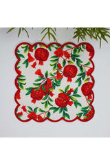 Sulu Boya Nar Desenli Nakış Kenar Kokteyl Peçetesi 1 Adet