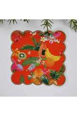 Tropikal Meyveler ve Yapraklar Nakış Kenar Kokteyl Peçetesi 1 Adet