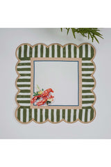 Decorative Edge Lobster Patterned Embroidered Edge Fabric Cocktail Napkin 1 Piece