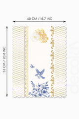 Royal White Uyumlu Çiçek ve Kuş Tasarımlı Lazer Kesim Dikişsiz Fırın Örtüsü - 40x53cm