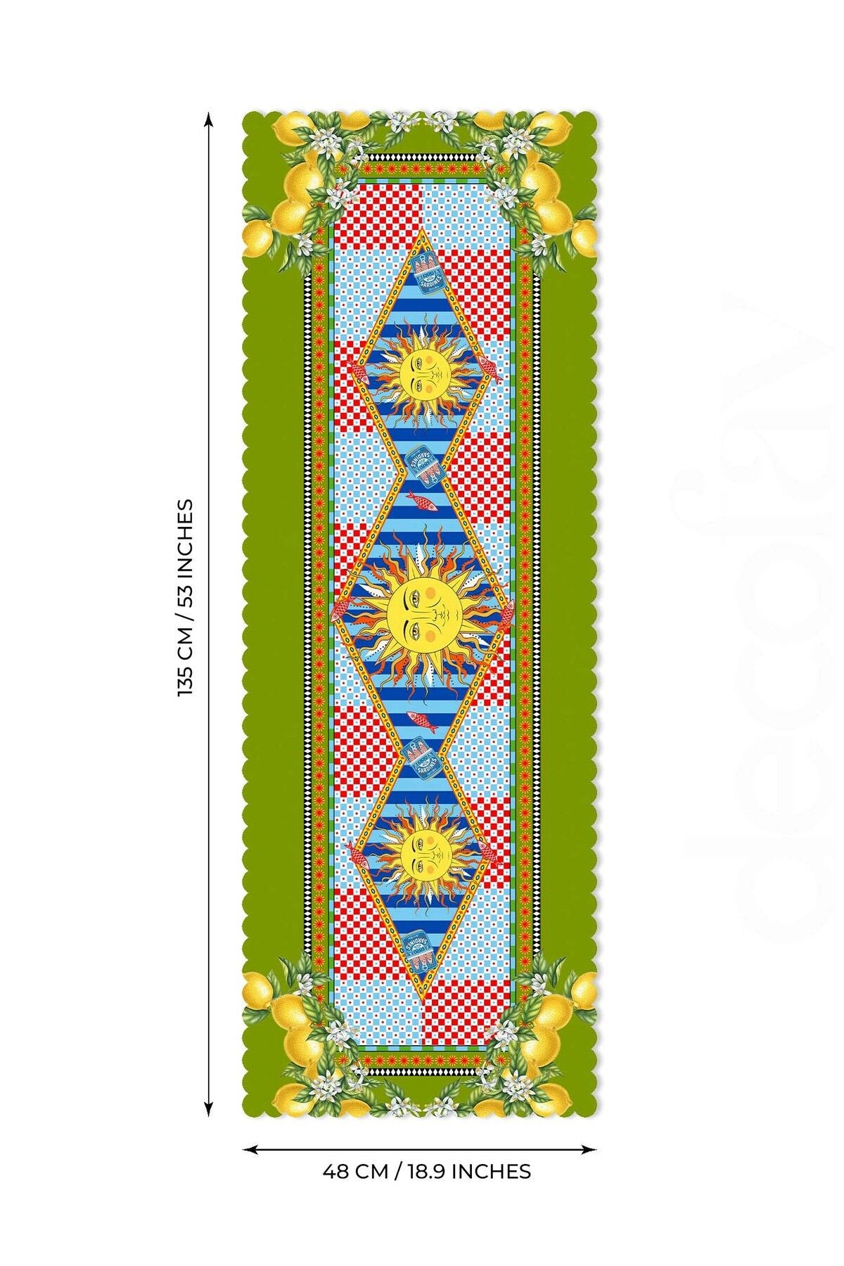 Sole di Sicilia Güneş Desenli Yeşil Lazer Kesim Runner