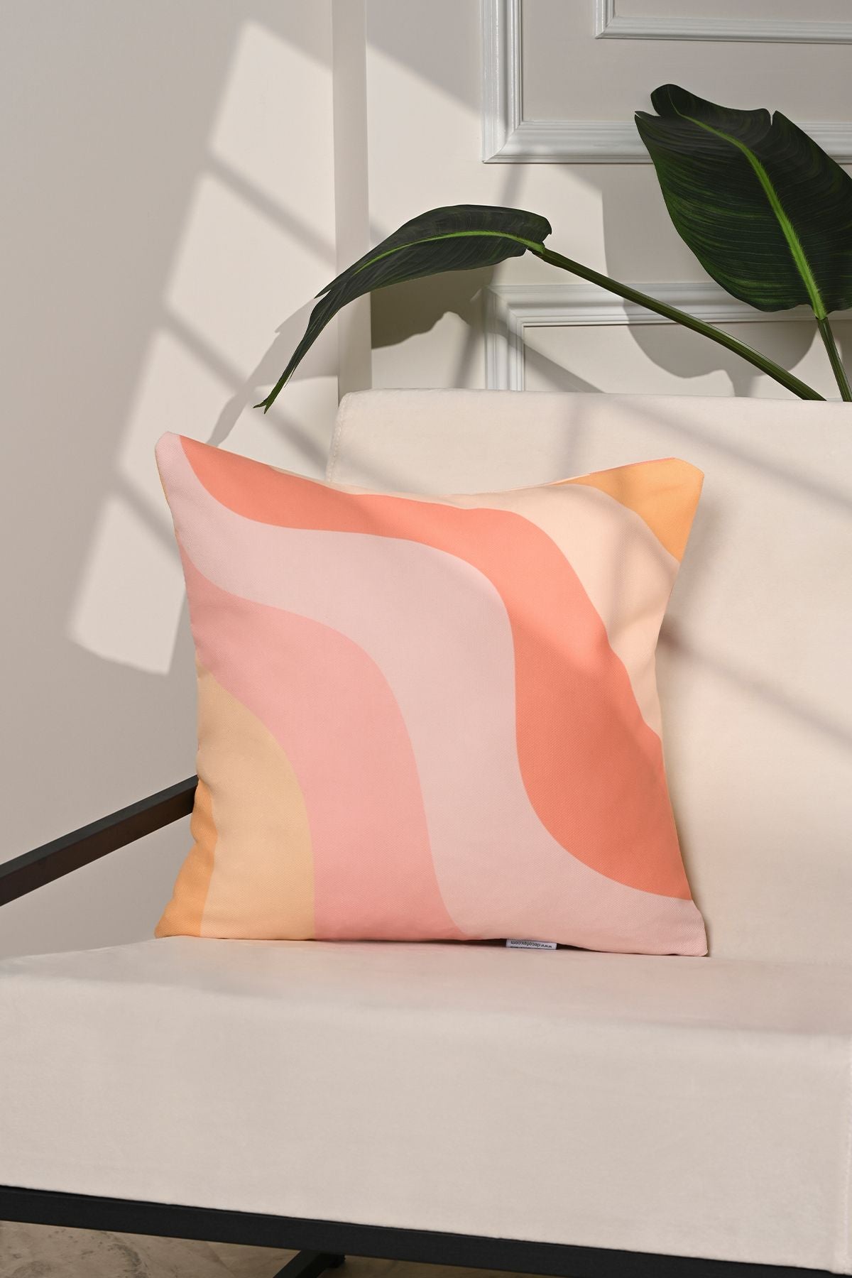 Sunset Waves Retro Dalgalı Pastel Kırlent Kılıfı – 43x43cm