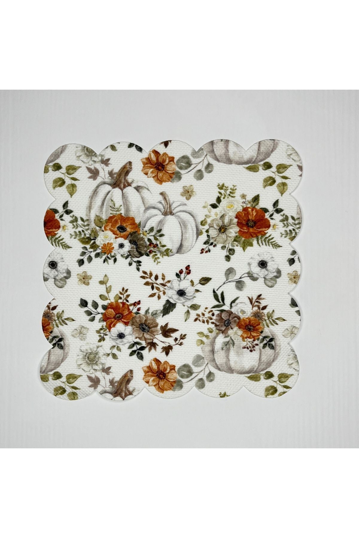 Sulu Boya Beyaz Kabak Desenli Dijital Baskılı Lazer Kesim Kokteyl Peçetesi