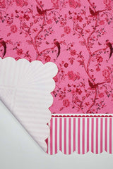 Jolie Flowers Pink Dekoratif Kenar Kuşlar Ve Dallar Tasarımlı Dikişsiz Lazer Kesim Runner - 48x135cm
