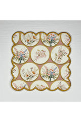 Dekoratif Çiçek Çember Desenli Dijital Baskılı Nakışlı Kokteyl Peçetesi