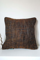 Turuncu Siyah Dokulu Keten Efektli Kırlent Kılıfı 43x43cm