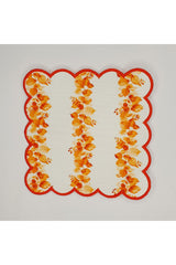 Sonbahar Şerit Yaprak Desenli Etrafı Nakışlı Kokteyl Peçetesi