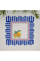 Decorative Edge Lemon Patterned Washable Fabric Cocktail Napkin 1 Piece