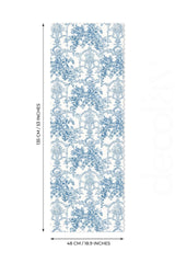 Fransız Stili Toile de Jouy Desenli Dikişsiz Lazer Kesim Runner - 48x132cm