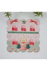 Pink Candy House Watercolor New Year Concept Laser Cut Fabric Cocktail Napkin 1 Piece