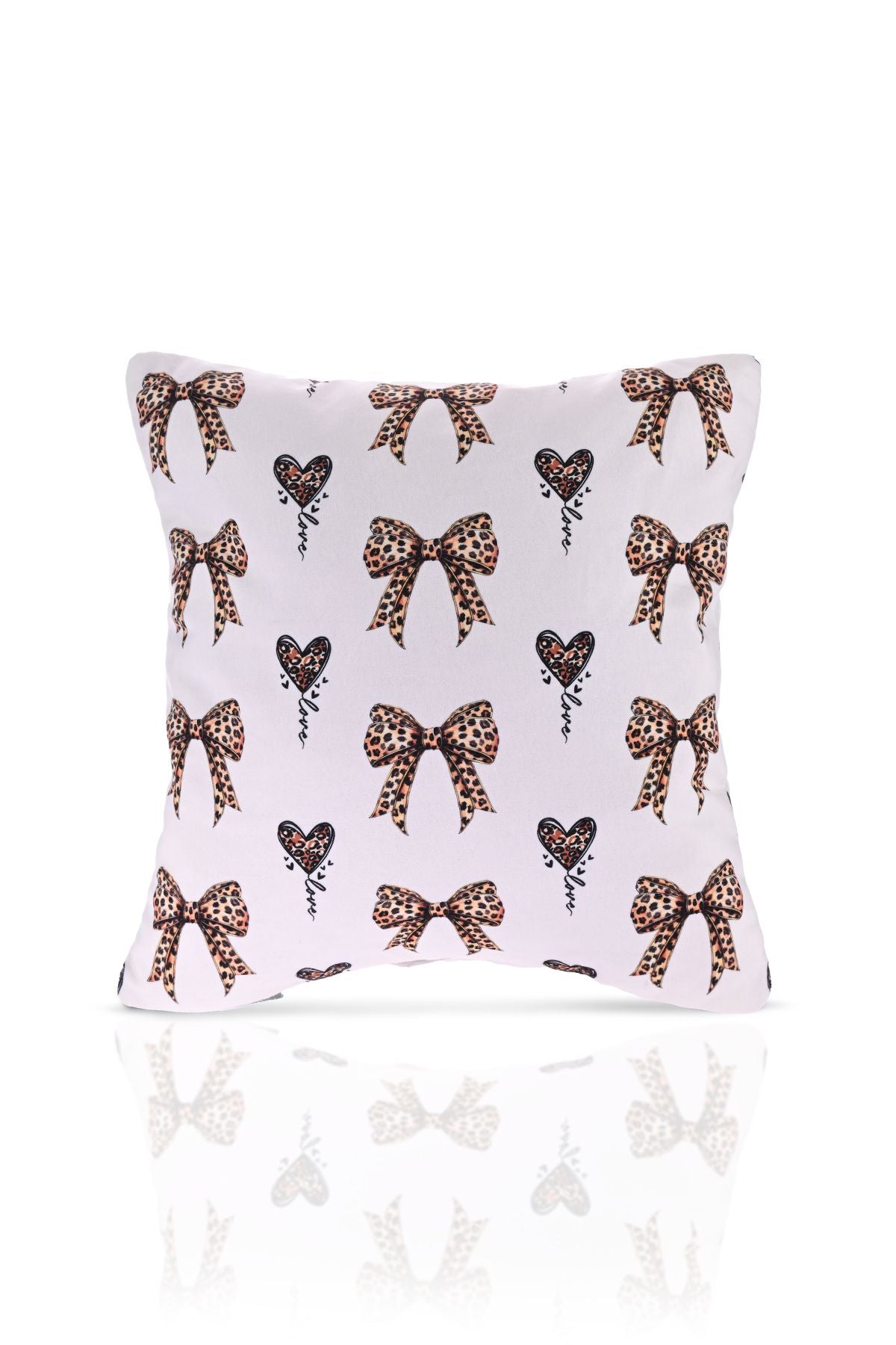 Leopar Kurdele Tasarımlı Kadife Kırlent Kılıfı - 43x43cm