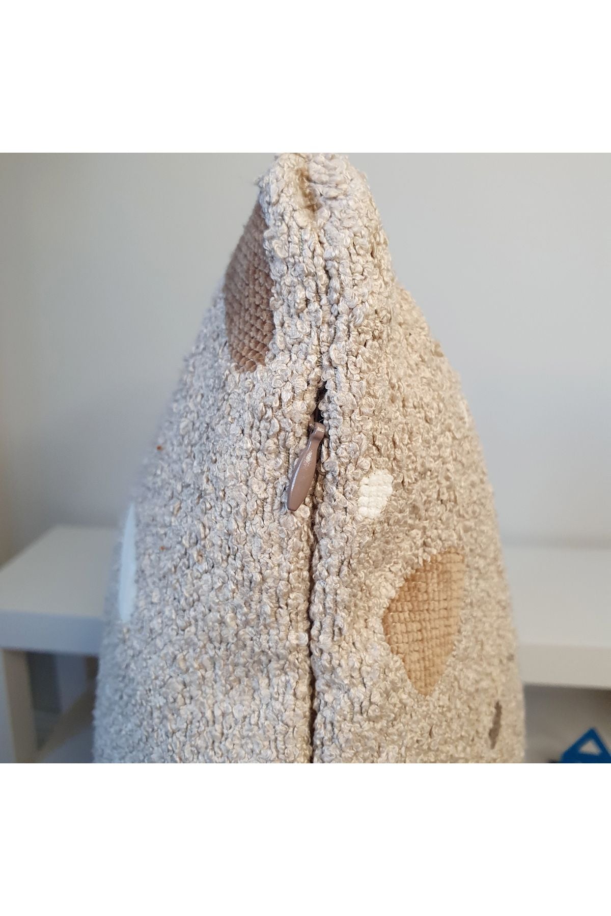 Terrazzo Desenli Lüks Bukle Kırlent Kılıfı Kahverengi