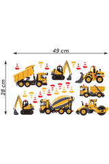 İş Makinaları Sticker Seti Dozer, Kamyon, Kepçe, Mikser, Silindir ve Dubalar 25 Parça